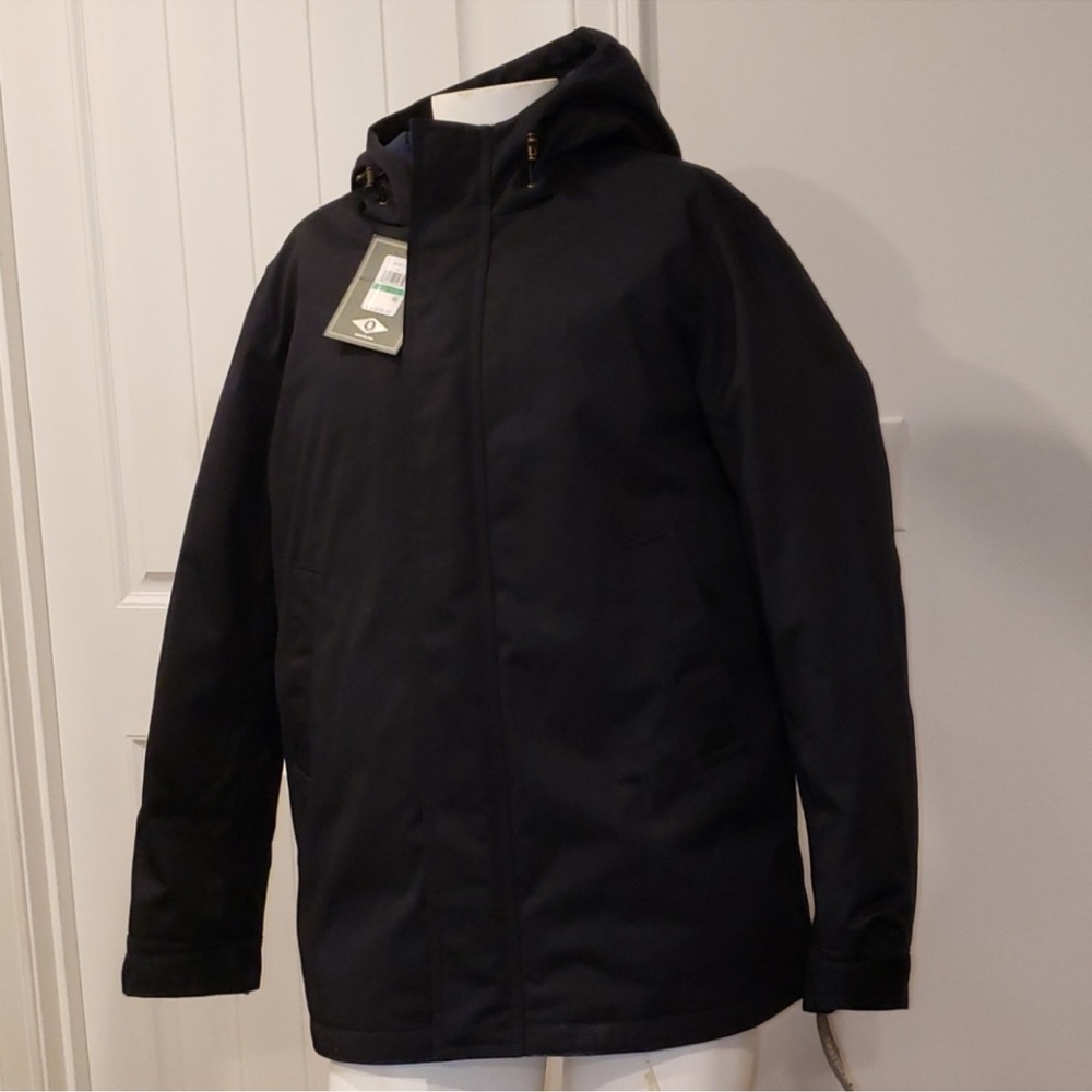 NWT G.H. Bass & Co. Men's Navy Water-resistant Midlength Hooded Coat Size Large